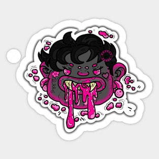 Pink Puke Cartoon Illustration Sticker